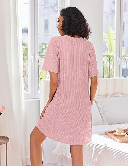 Ekouaer Women Zipper Robes Knit Short Bathrobe Lightweight House Coat with Pockets Soft Nightgown WEBE CLOTHING