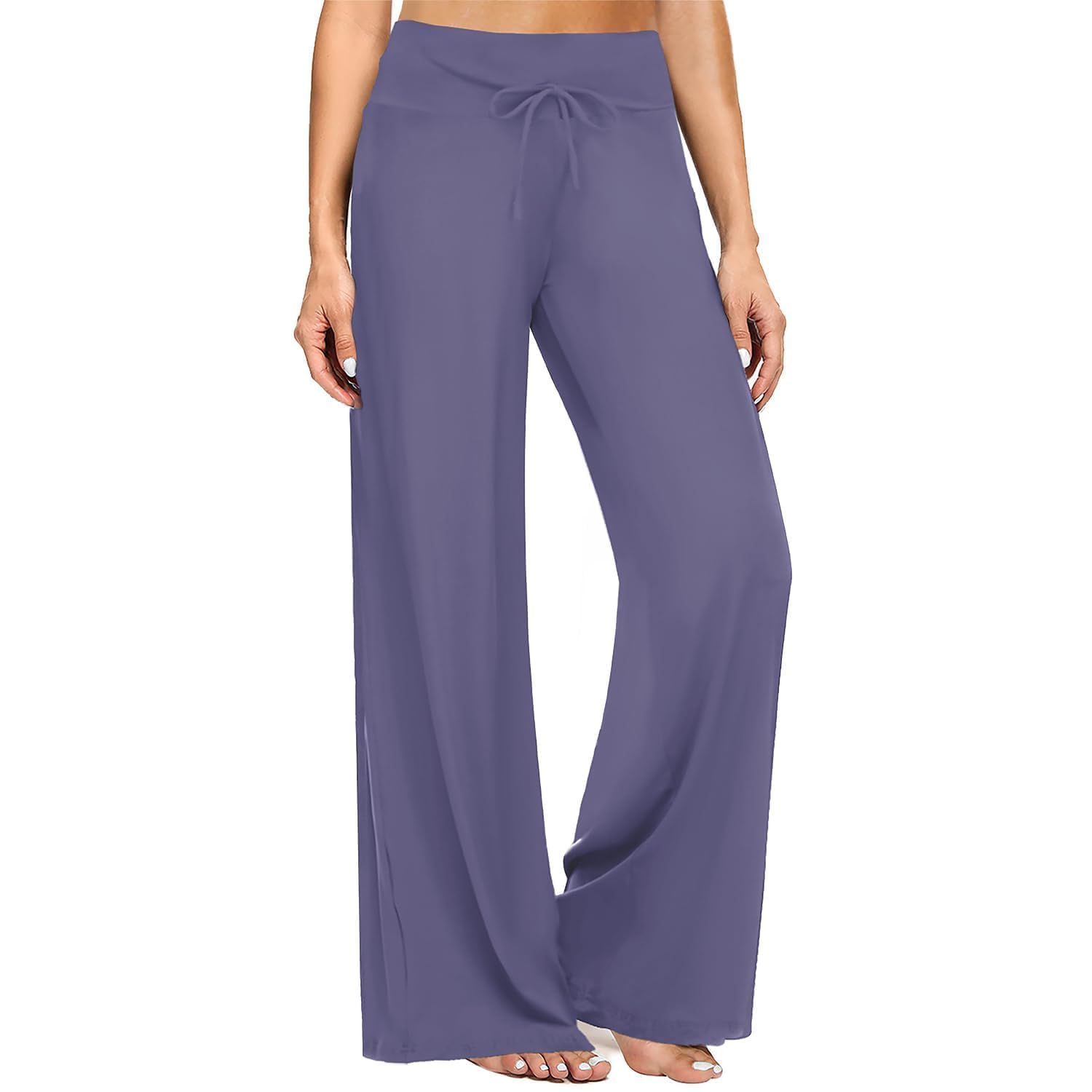 ZOOSIXX Soft Black Pajama Pants for Women, Wide Leg Pants Woman Flowy Comfy Casual Lounge Yoga Capri Pants 22”/ 30”