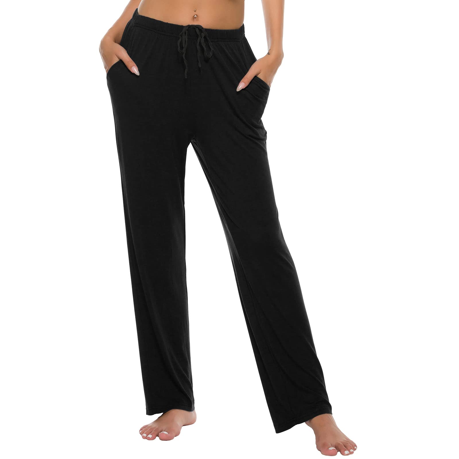 JINSHI Womens Pajama Pants with Pockets Soft Comfortable Lightweight Elastic Drawstring Modal Pajama Bottoms Lounge Pants