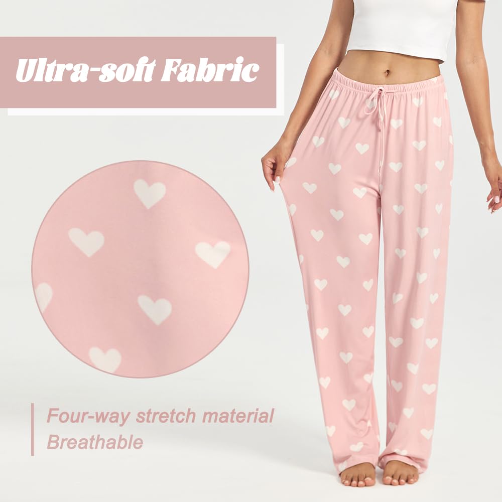 3-Pack Women’s Pajama Pants - Elastic Waist Drawstring Wide Leg Sleepwear Bottoms
