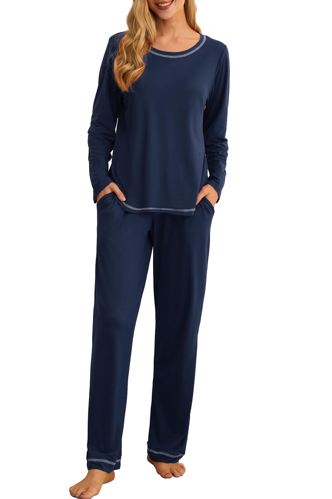 PrinStory Women's Pajama Set 2026 Lounge Sets Long Sleeve Sleepwear Soft 2 Piece Pjs with Pockets