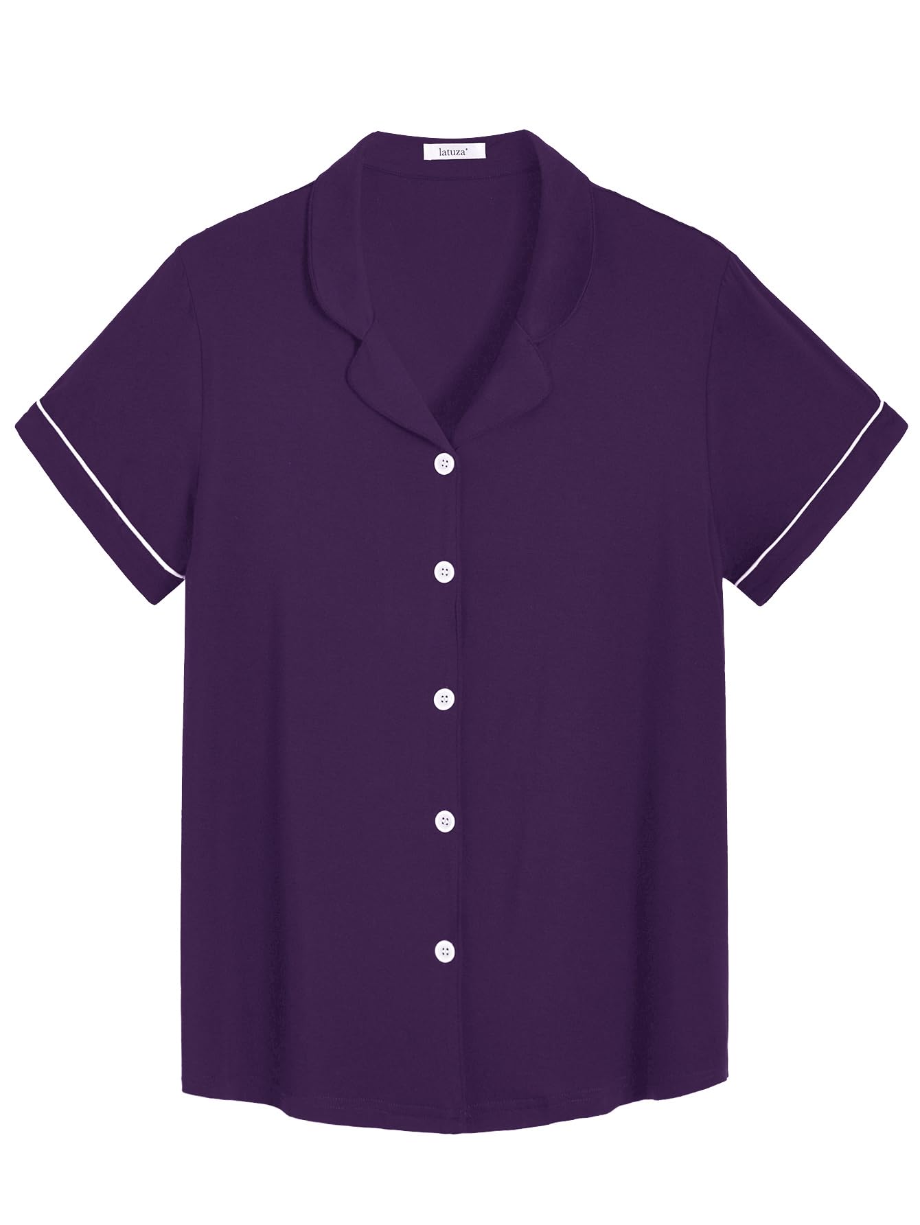 Latuza Women's Bamboo Viscose Pajama Tops Soft Comfy Short Sleeve Sleep Shirt WEBE CLOTHING
