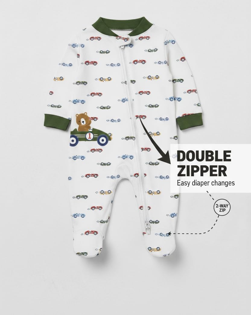 Baby Footie Bodysuit Headband or Hat 2 Piece Set – Christmas Thanksgiving Zip-Up Outfit,Holiday Pajamas for Infants