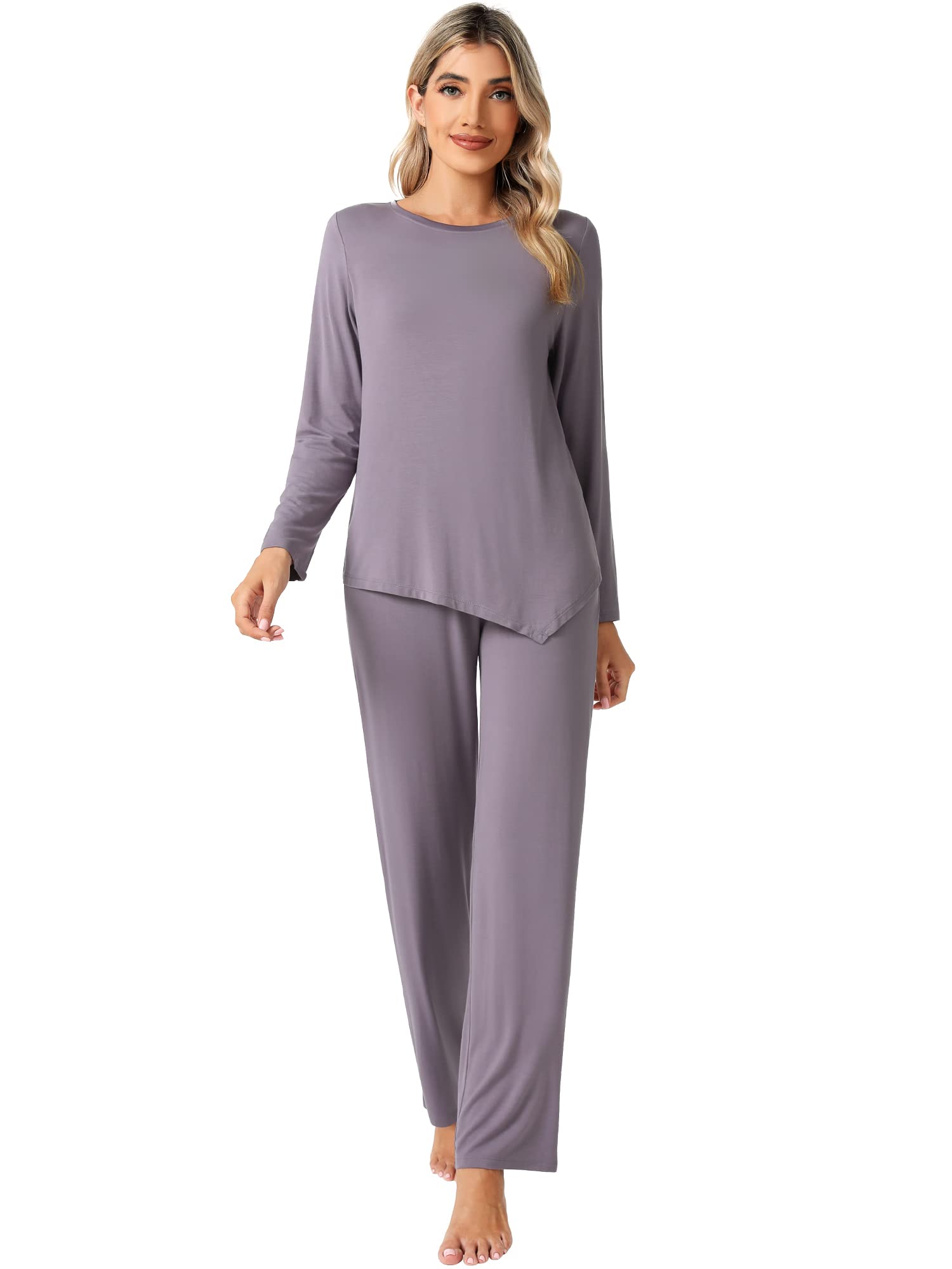 WiWi Pajamas Set for Women Super Soft Long Sleeve Pj Cooling Sleepwear Lounge Sets Loungewear Viscose from Bamboo S-XXL