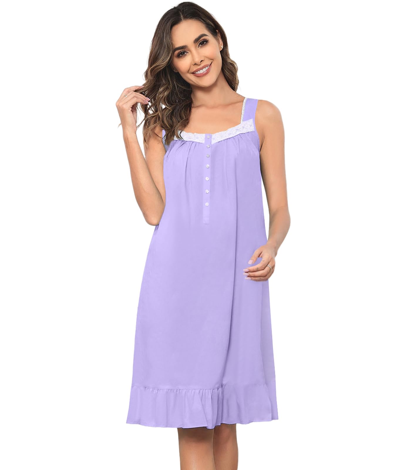 Sleeveless Nightgowns for Women 100% Cotton Nightgown Sleep Dress Soft Ladies Gowns Sleepwear Nightdress WEBE CLOTHING