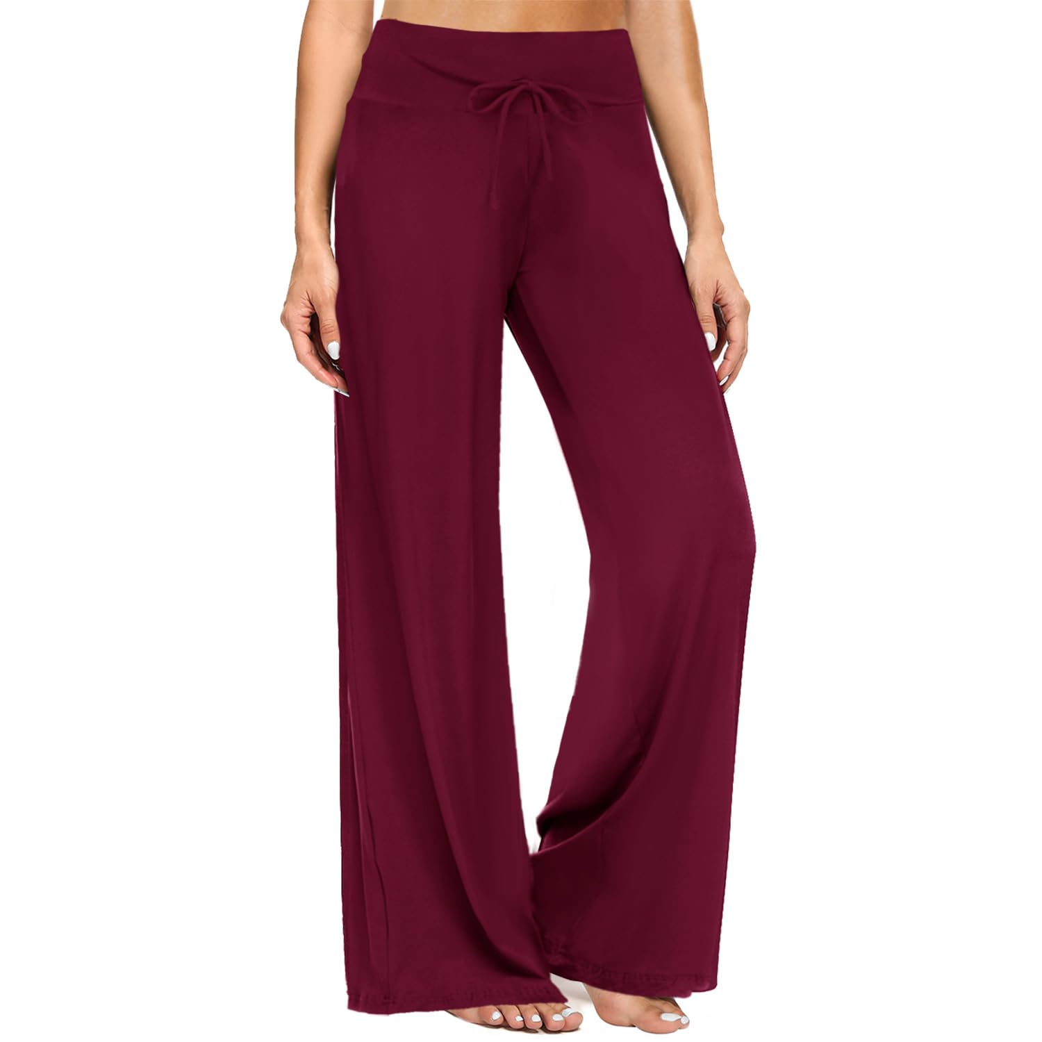 ZOOSIXX Soft Black Pajama Pants for Women, Wide Leg Pants Woman Flowy Comfy Casual Lounge Yoga Capri Pants 22”/ 30”