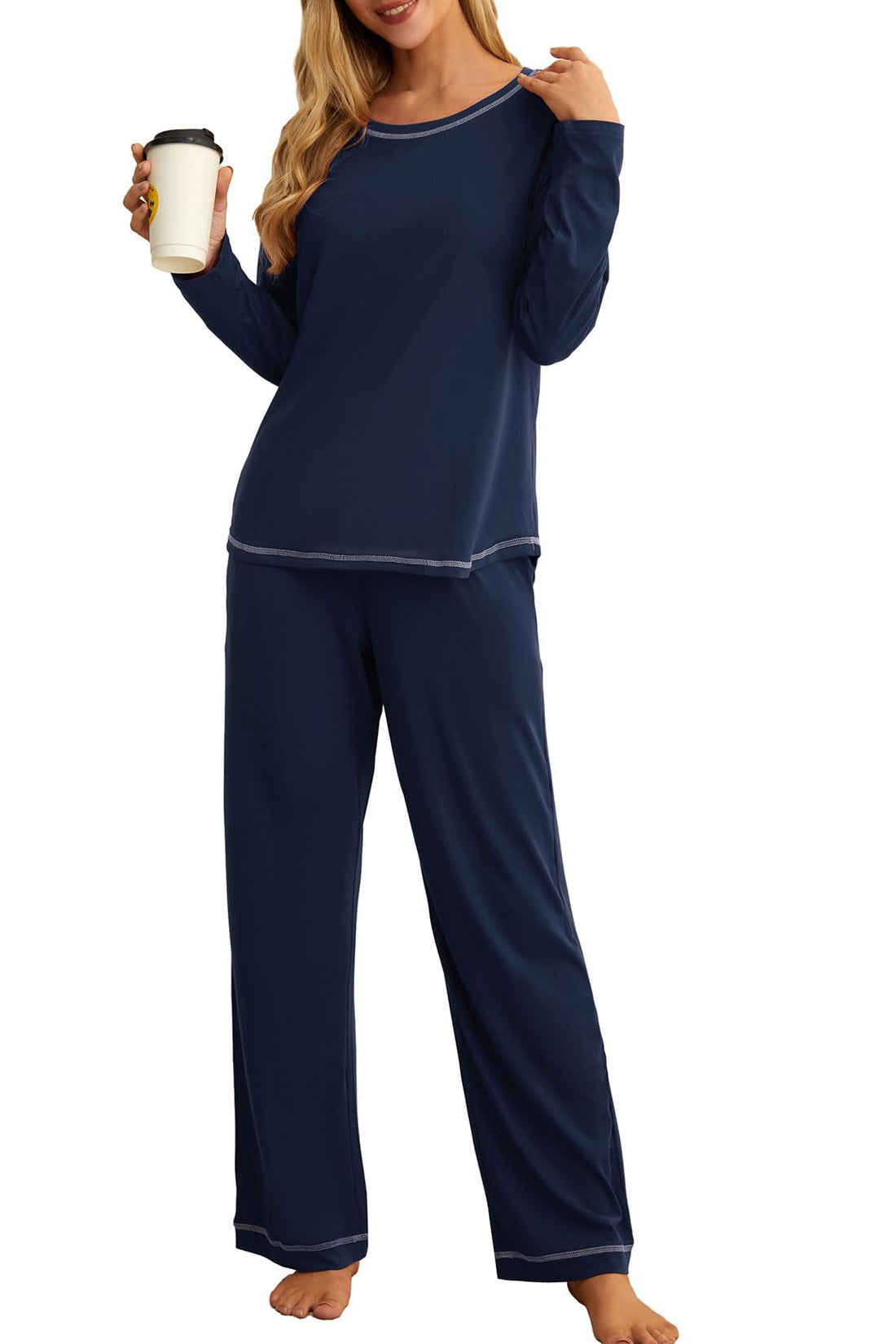 PrinStory Women's Pajama Set 2026 Lounge Sets Long Sleeve Sleepwear Soft 2 Piece Pjs with Pockets
