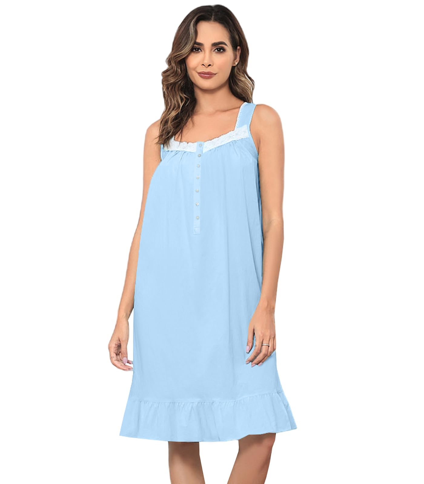 Sleeveless Nightgowns for Women 100% Cotton Nightgown Sleep Dress Soft Ladies Gowns Sleepwear Nightdress WEBE CLOTHING
