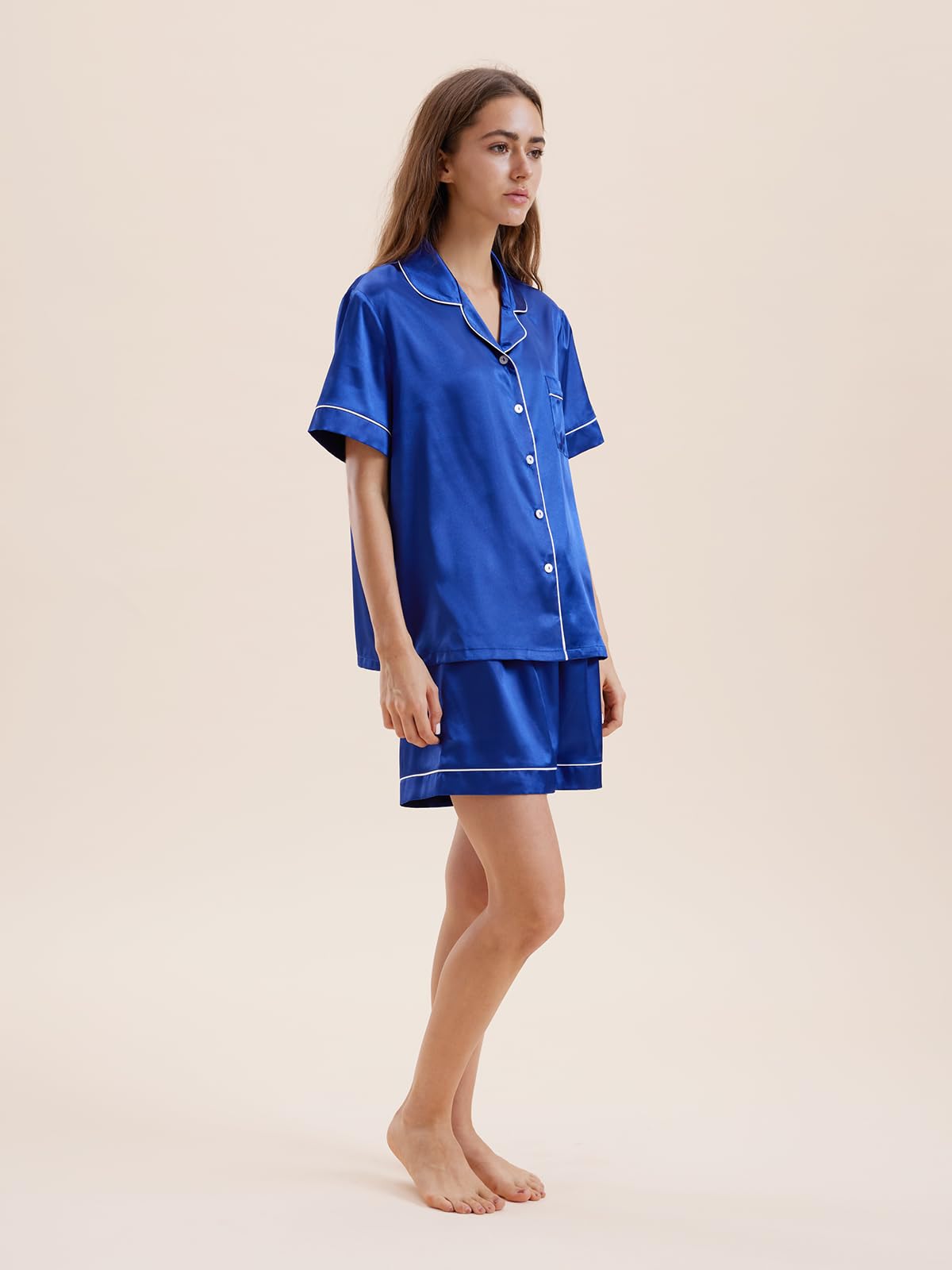 Satin Pajamas for Women Set,Silky Short Sleeve Ladies Pajama,Woman's 2 Piece Sleepwear,Bridal Wedding Pjs