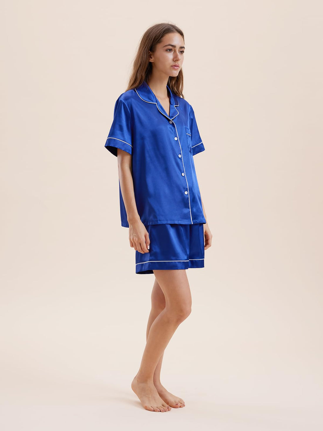 Satin Pajamas for Women Set,Silky Short Sleeve Ladies Pajama,Woman's 2 Piece Sleepwear,Bridal Wedding Pjs