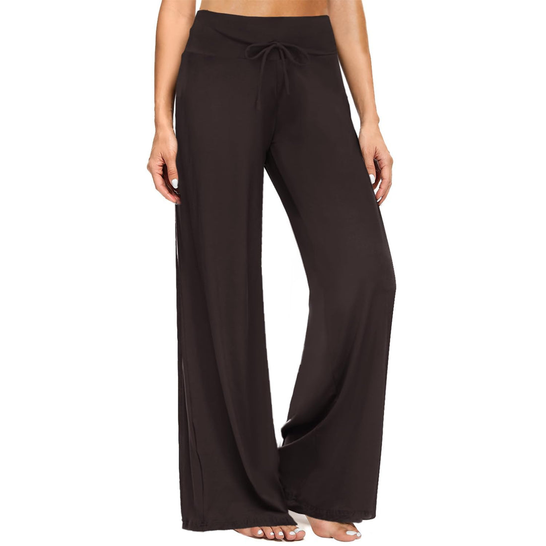 ZOOSIXX Soft Black Pajama Pants for Women, Wide Leg Pants Woman Flowy Comfy Casual Lounge Yoga Capri Pants 22”/ 30”