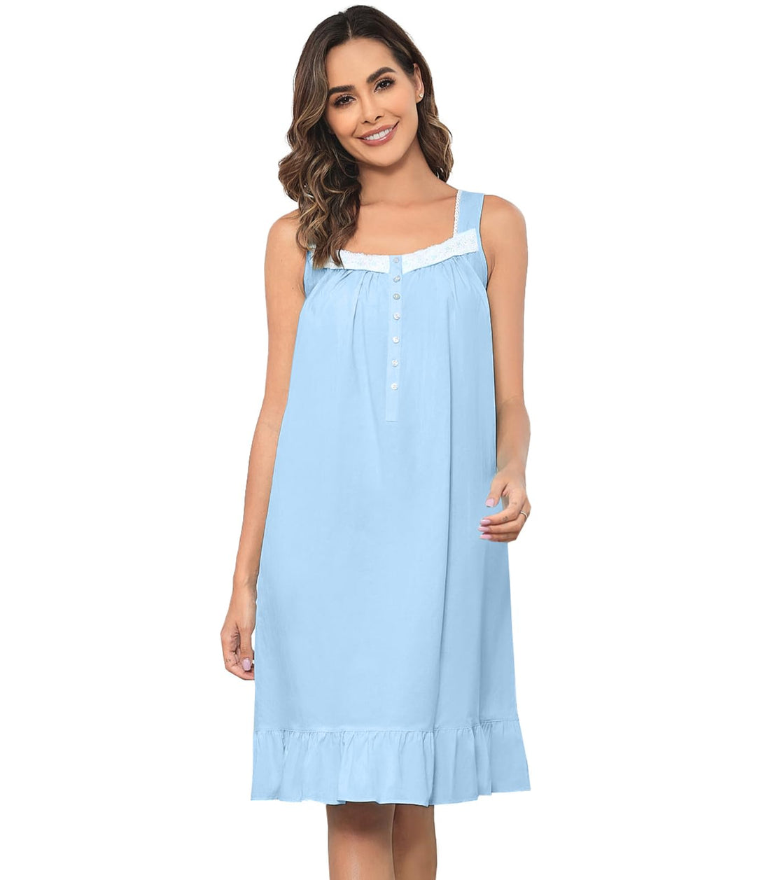 Sleeveless Nightgowns for Women 100% Cotton Nightgown Sleep Dress Soft Ladies Gowns Sleepwear Nightdress WEBE CLOTHING