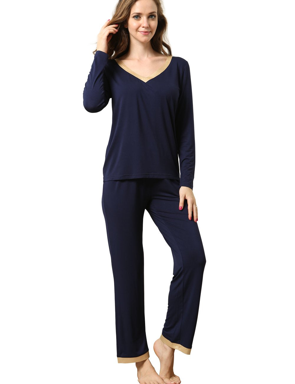 GYS Viscose from Bamboo Women's Pajama Sets Super Soft Long Sleeve Sleepwear Comfy Winter Pjs Sets S-4X