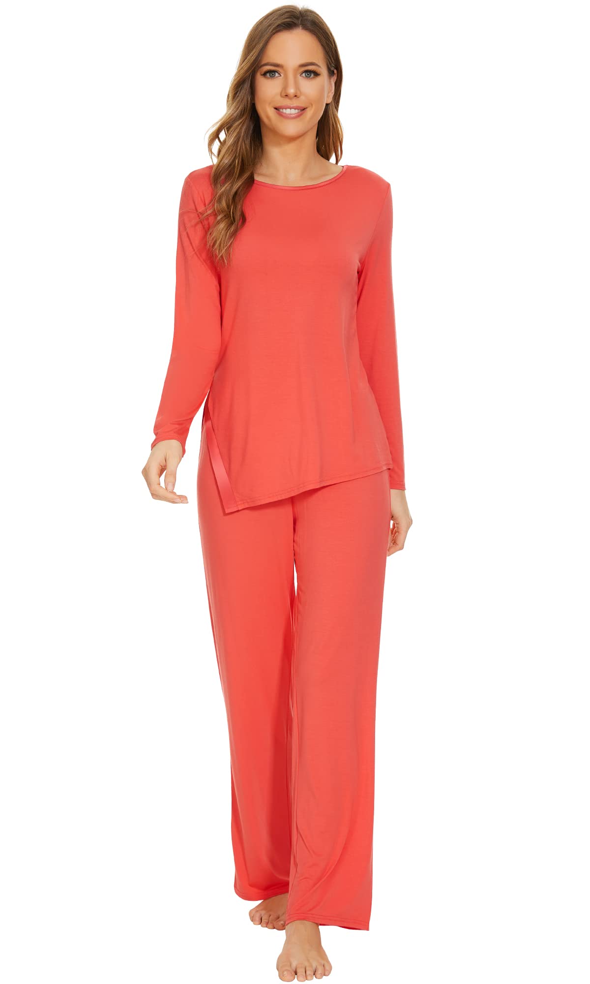 WiWi Pajamas Set for Women Super Soft Long Sleeve Pj Cooling Sleepwear Lounge Sets Loungewear Viscose from Bamboo S-XXL