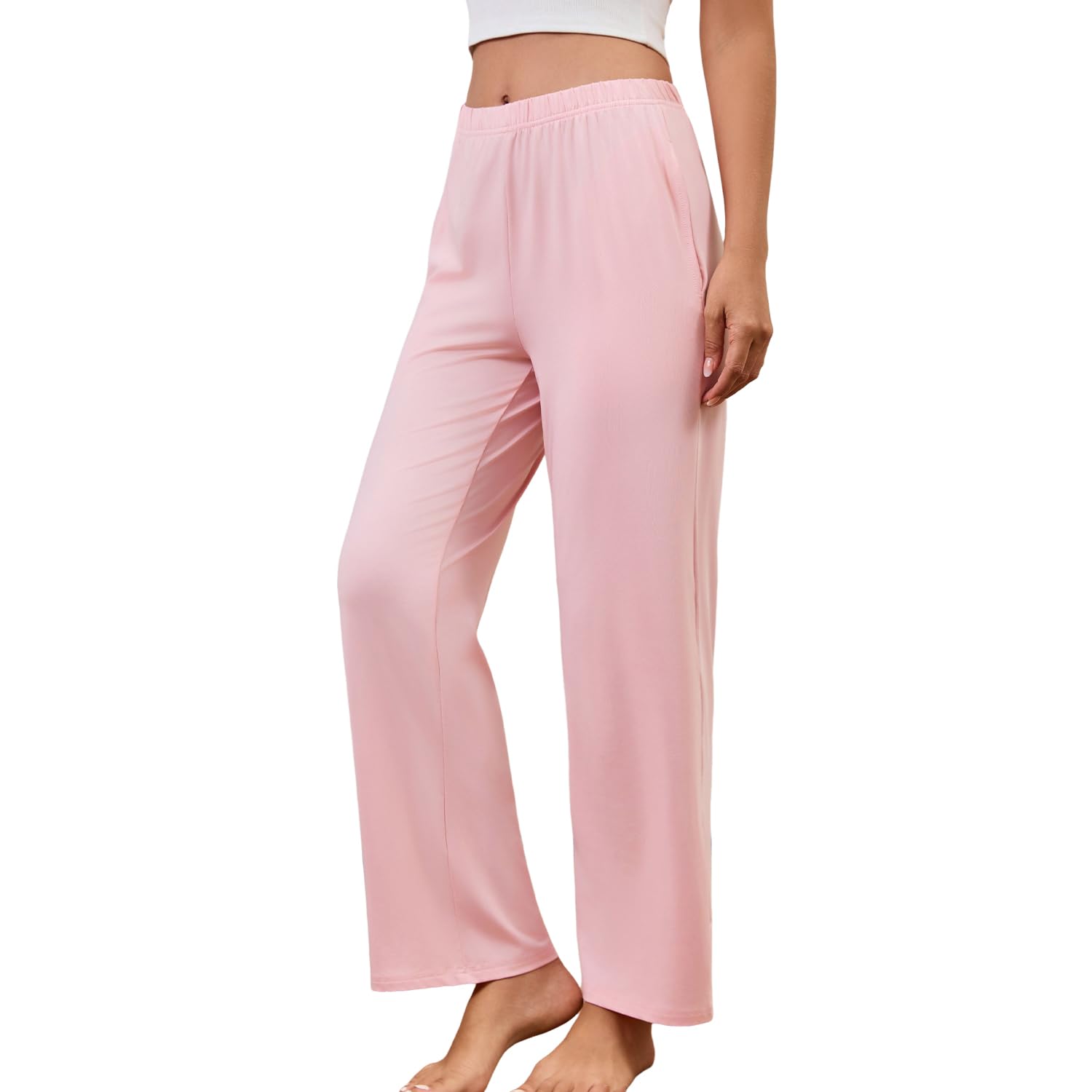 PNAEONG Pajama Pants for Women Soft Pajama Bottoms Loose Fit Sleepwear Elastic Waist Lounge Pants 25-27 inseam