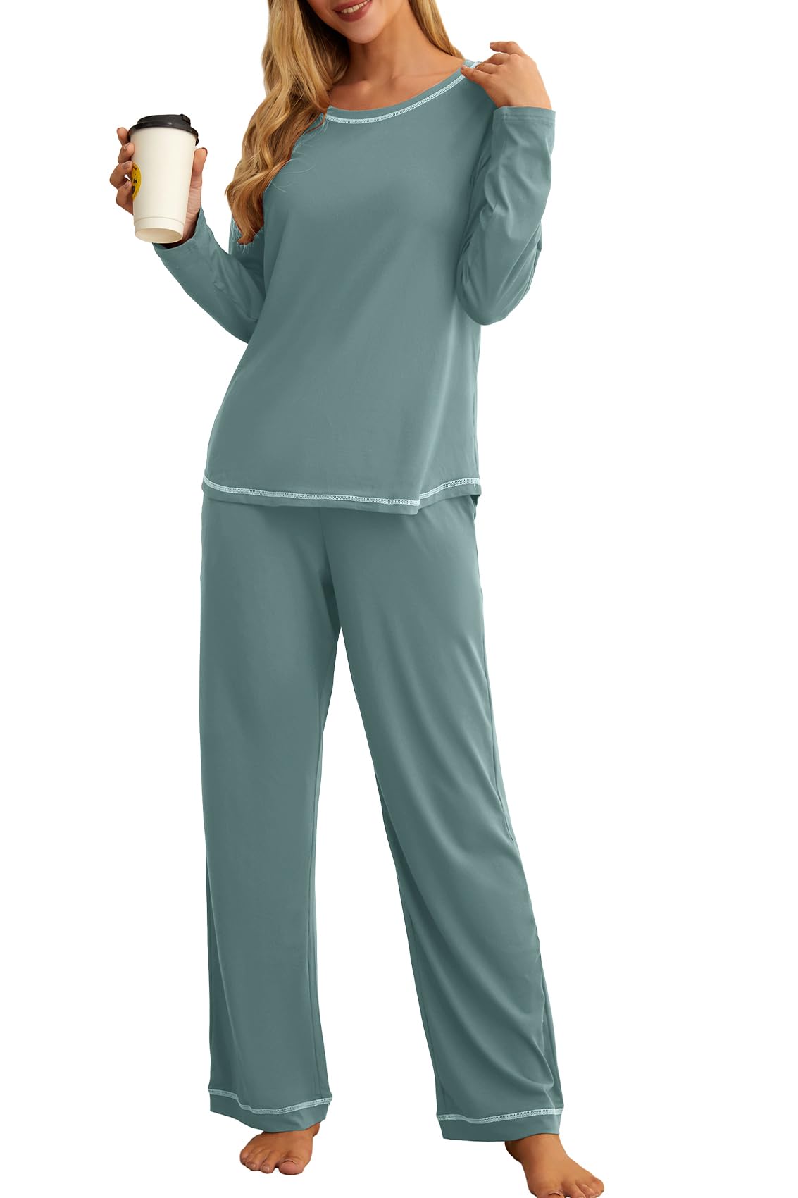 PrinStory Women's Pajama Set 2026 Lounge Sets Long Sleeve Sleepwear Soft 2 Piece Pjs with Pockets