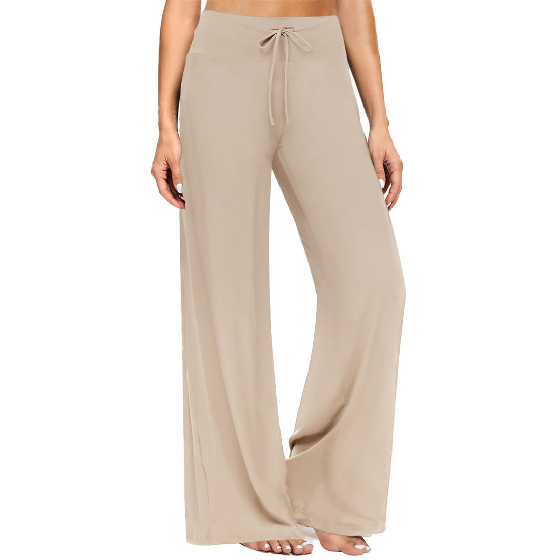 ZOOSIXX Soft Black Pajama Pants for Women, Wide Leg Pants Woman Flowy Comfy Casual Lounge Yoga Capri Pants 22”/ 30”