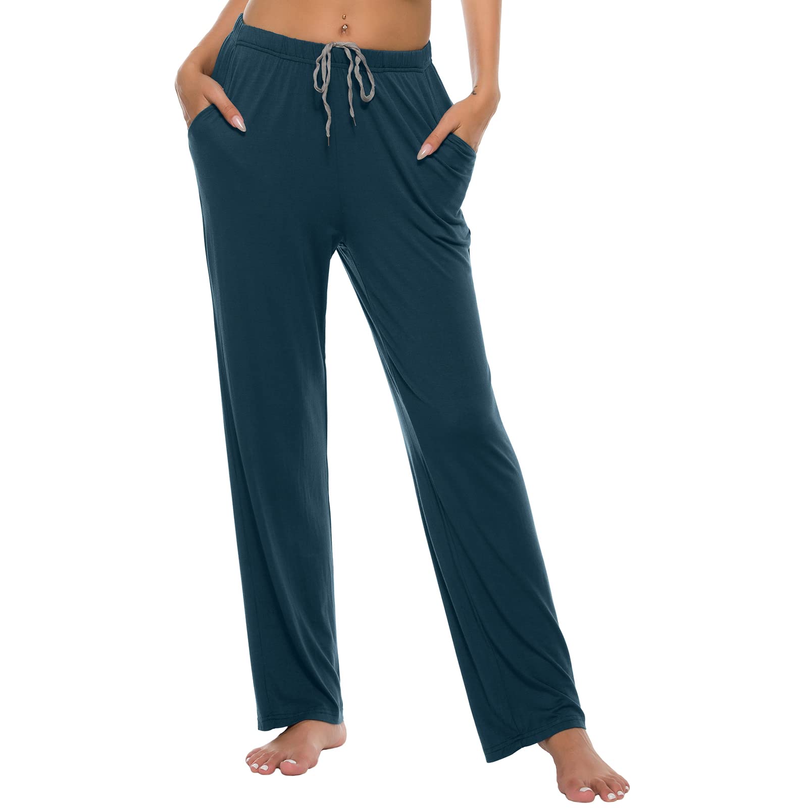 JINSHI Womens Pajama Pants with Pockets Soft Comfortable Lightweight Elastic Drawstring Modal Pajama Bottoms Lounge Pants
