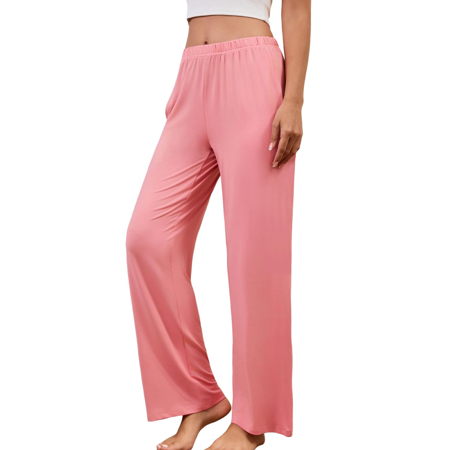 PNAEONG Pajama Pants for Women Soft Pajama Bottoms Loose Fit Sleepwear Elastic Waist Lounge Pants 25-27 inseam