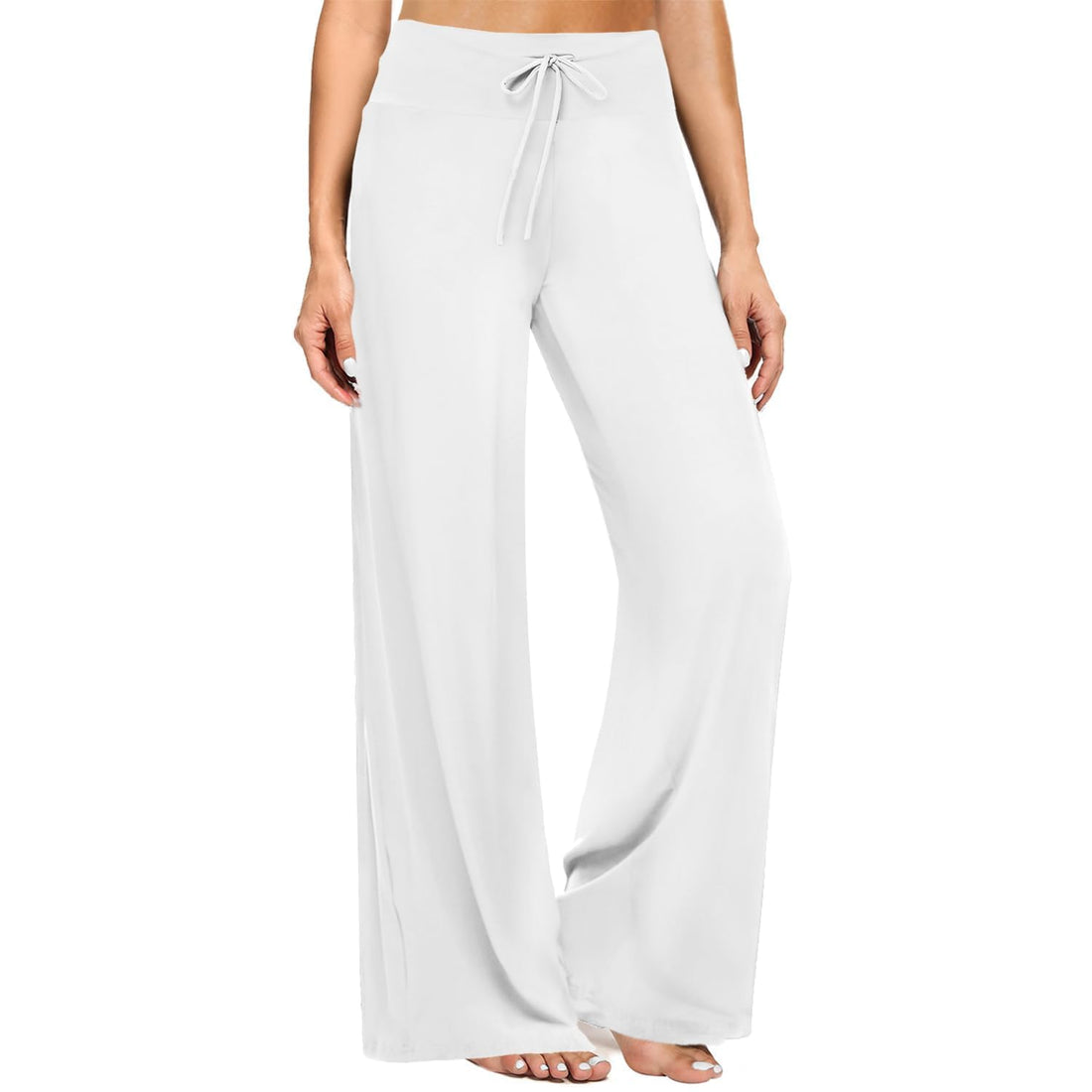 ZOOSIXX Soft Black Pajama Pants for Women, Wide Leg Pants Woman Flowy Comfy Casual Lounge Yoga Capri Pants 22”/ 30”