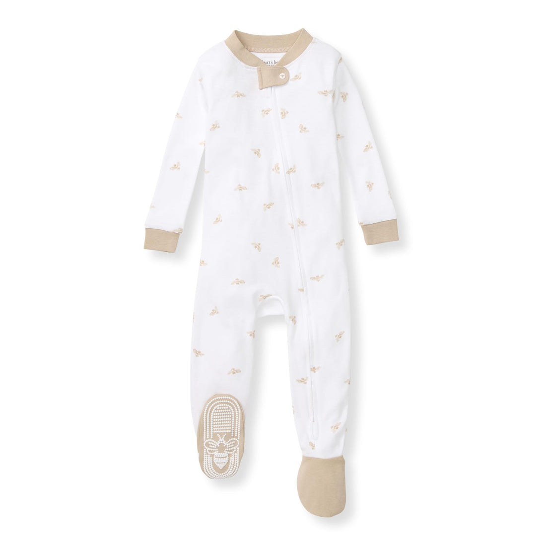 Burt's Bees Baby Organic Cotton Footed Pajamas for Boys, Zipper PJ Sleeper, Snug Fit Sleepwear with Non-Slip Bee Grips