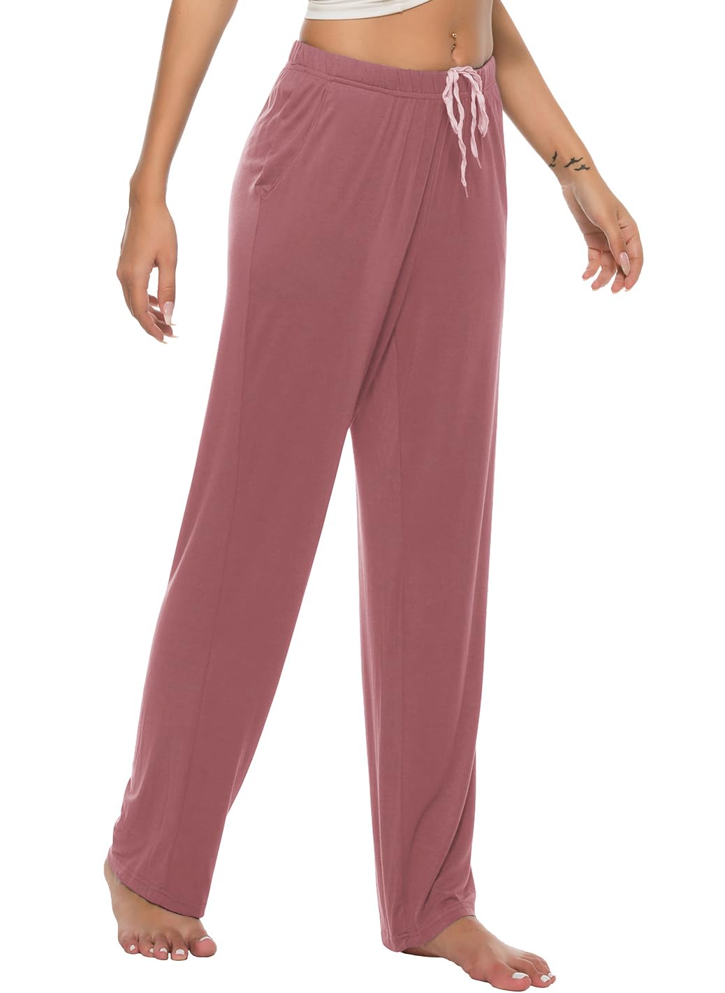JINSHI Womens Pajama Pants with Pockets Soft Comfortable Lightweight Elastic Drawstring Modal Pajama Bottoms Lounge Pants