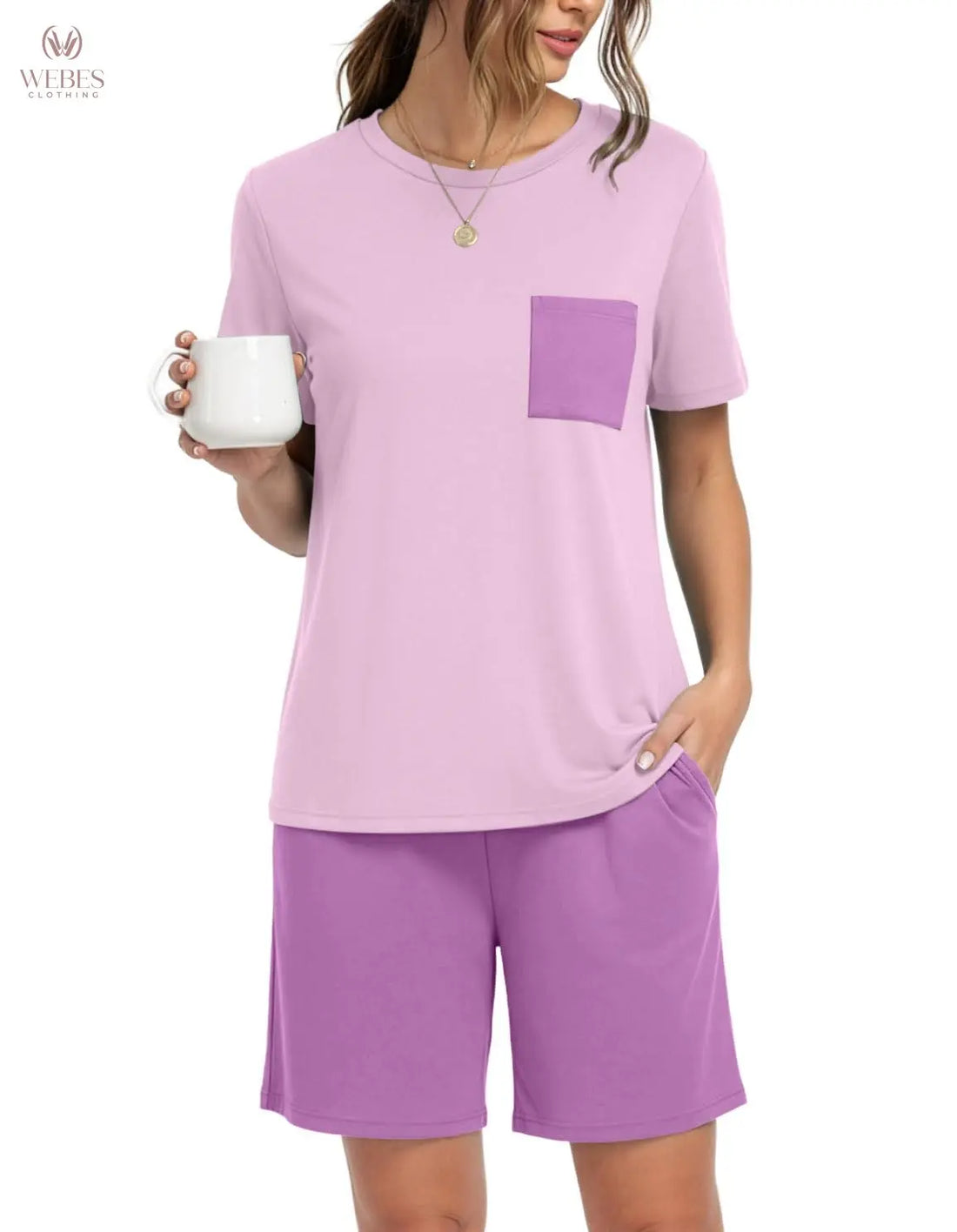 PrinStory Mens Pajama Sets Summer Pjs Sleepwear Nightwear Lightweight Quick Dry Soft Short Sleeve Sleep Set With Pocket S-4XL WEBE CLOTHING