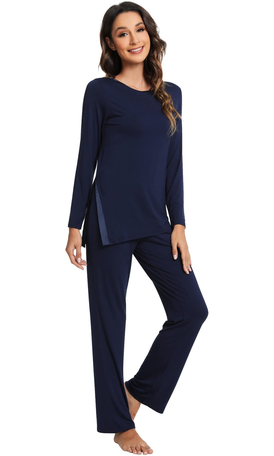 WiWi Pajamas Set for Women Super Soft Long Sleeve Pj Cooling Sleepwear Lounge Sets Loungewear Viscose from Bamboo S-XXL