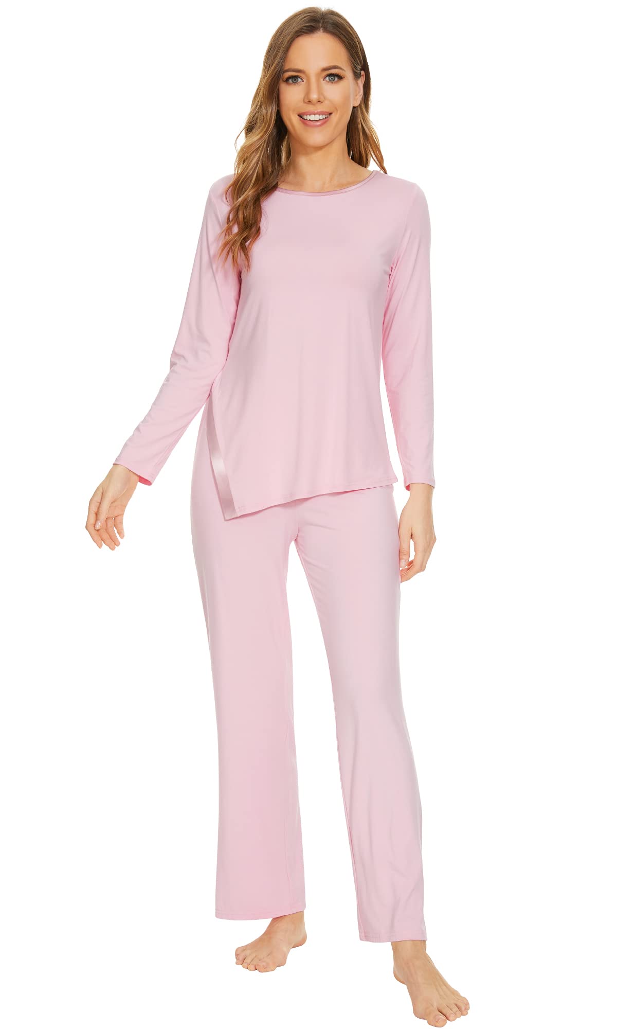 WiWi Pajamas Set for Women Super Soft Long Sleeve Pj Cooling Sleepwear Lounge Sets Loungewear Viscose from Bamboo S-XXL