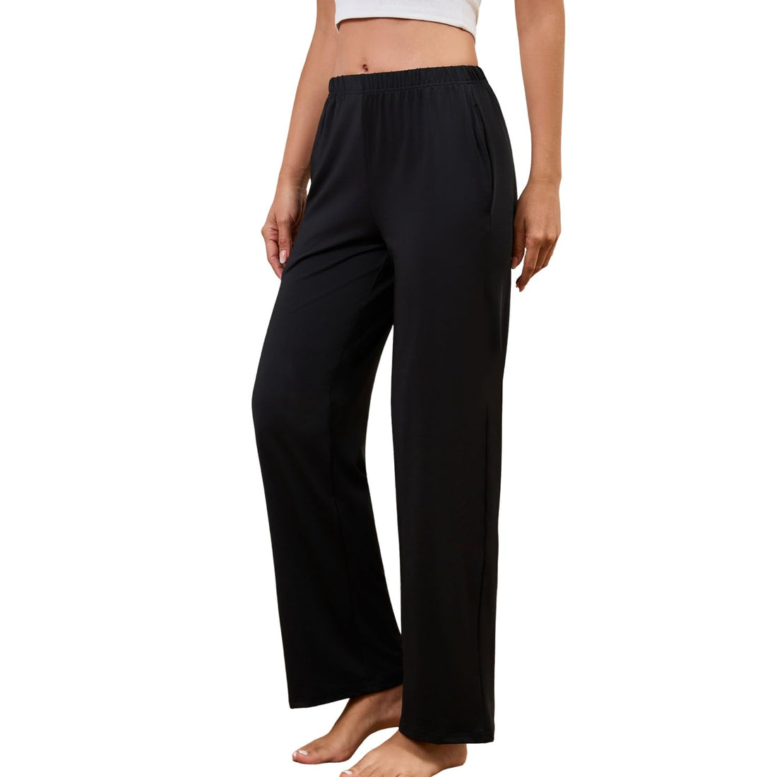 PNAEONG Pajama Pants for Women Soft Pajama Bottoms Loose Fit Sleepwear Elastic Waist Lounge Pants 25-27 inseam
