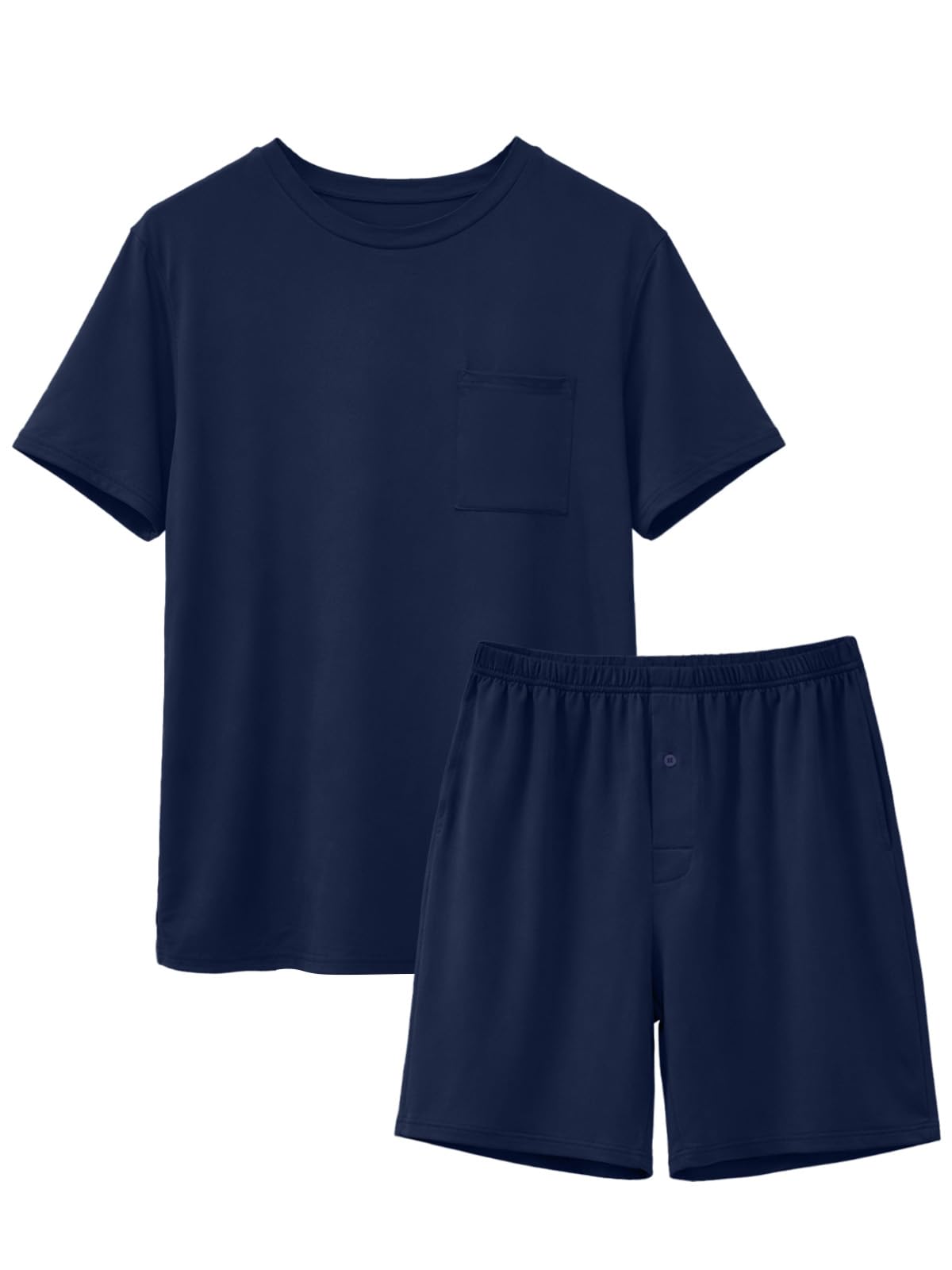 Feiersi Mens Pajama Set Sleepwear Pjs Lightweight Comfy Soft Short Sleeve Sleep Set With Pockets WEBE CLOTHING