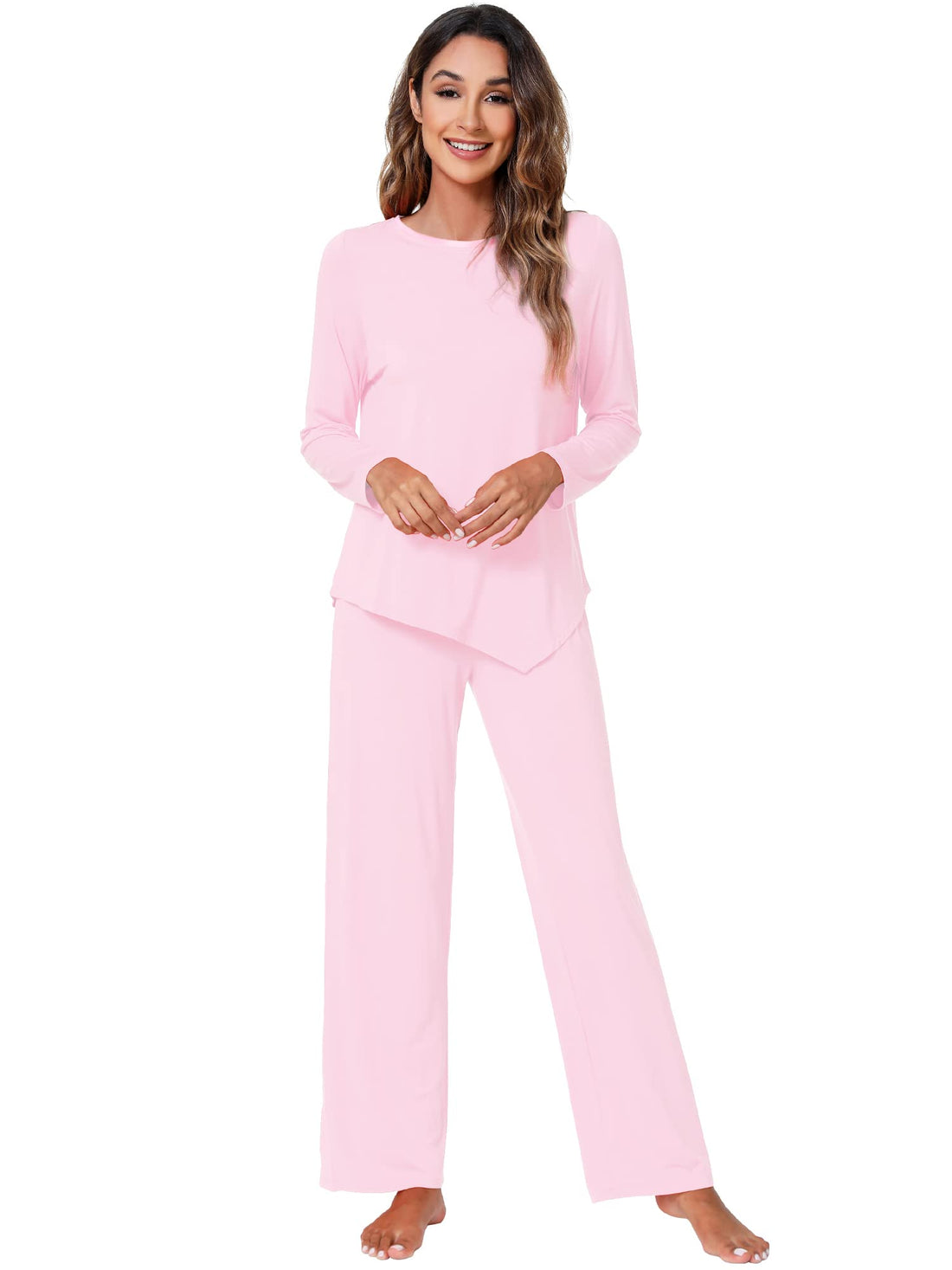WiWi Pajamas Set for Women Super Soft Long Sleeve Pj Cooling Sleepwear Lounge Sets Loungewear Viscose from Bamboo S-XXL