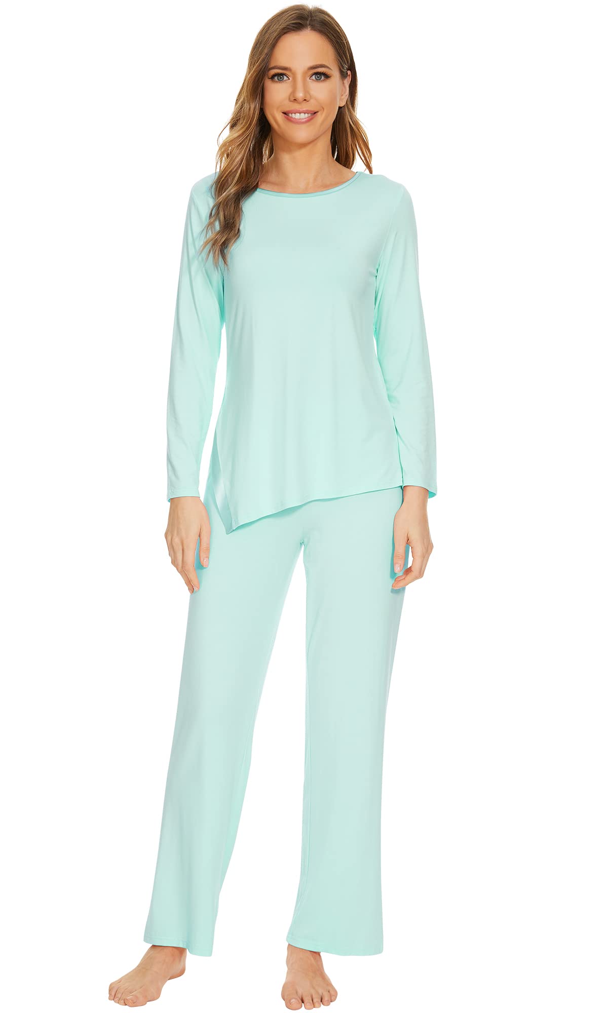 WiWi Pajamas Set for Women Super Soft Long Sleeve Pj Cooling Sleepwear Lounge Sets Loungewear Viscose from Bamboo S-XXL