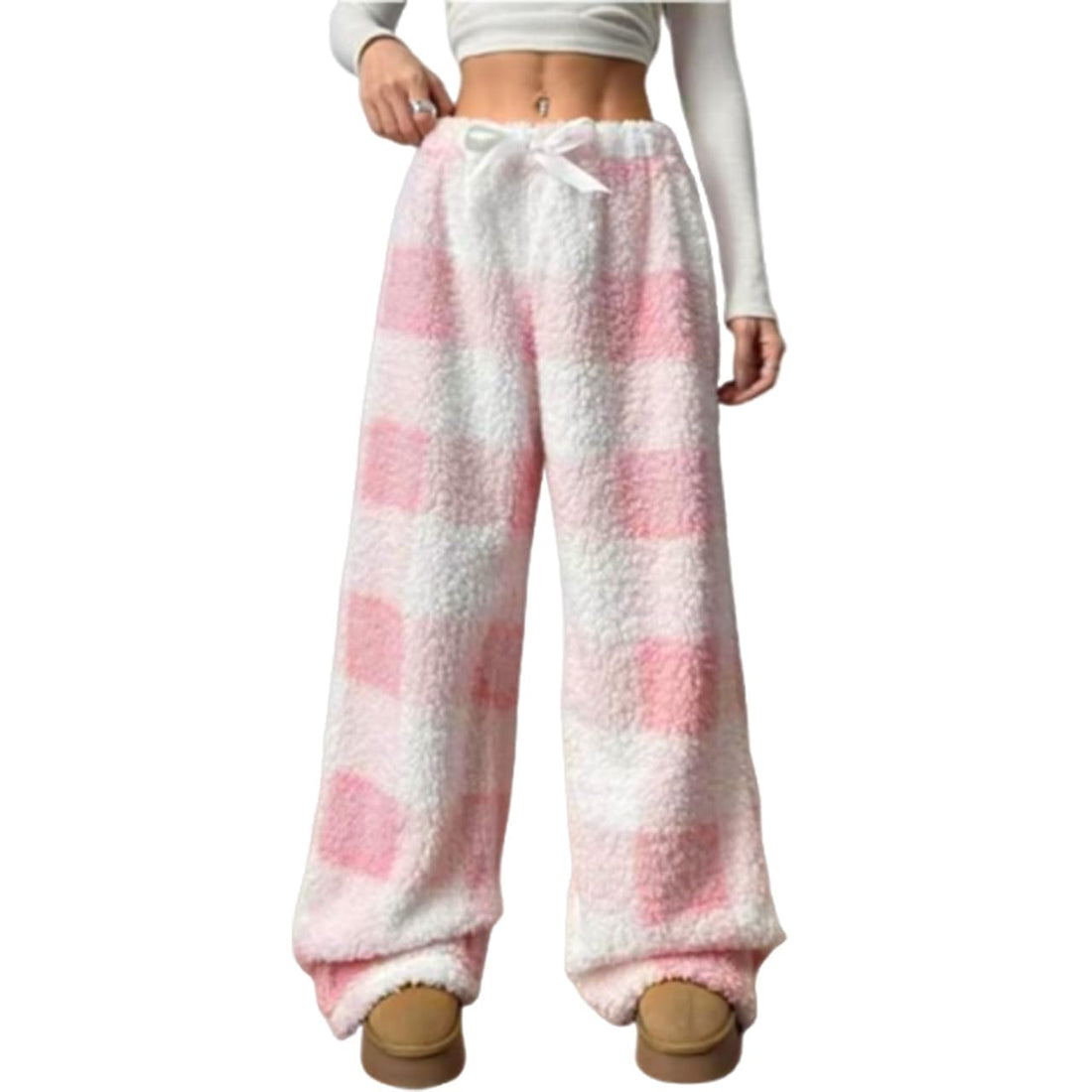 Leopard Pants Women Therian Fuzzy Pajama Pants Y2k Cheetah Pants Grunge High Waisted Fluffy Pants