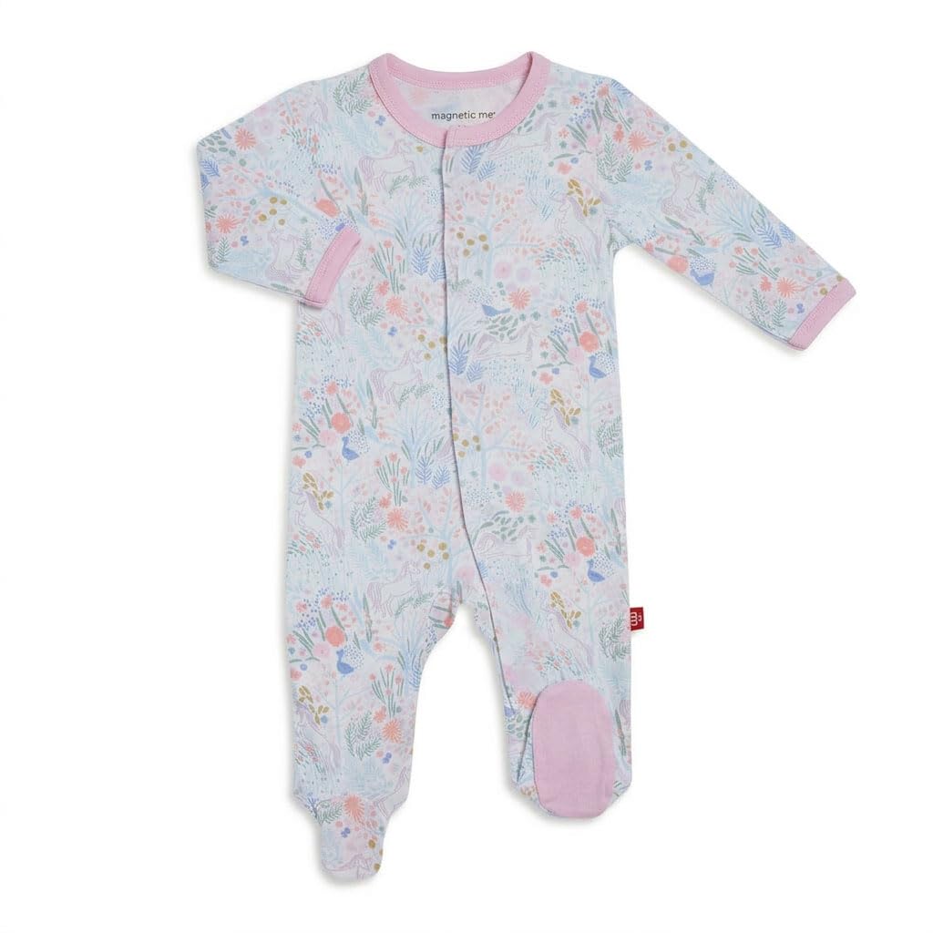Magnetic Me Girls Modal Magnetic Baby Footie Pajamas | Silky Soft Modal Fabric | Baby Sleepers Available Sizes PRE - 24M WEBE CLOTHING
