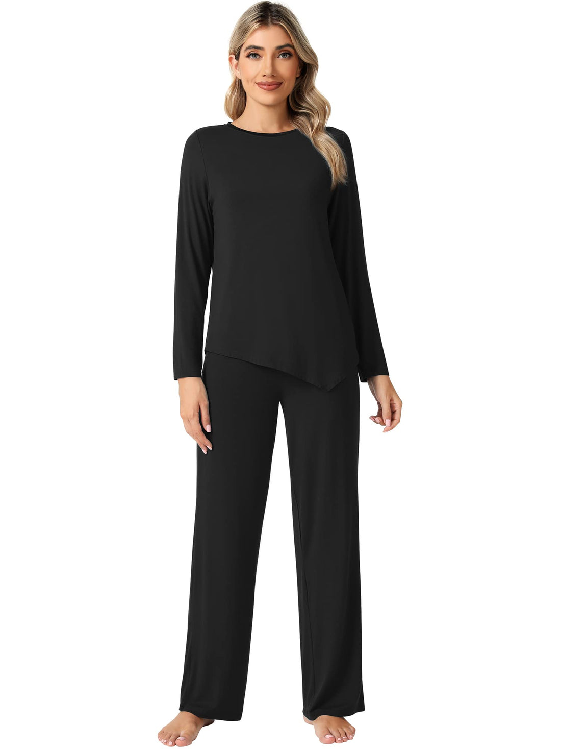 WiWi Pajamas Set for Women Super Soft Long Sleeve Pj Cooling Sleepwear Lounge Sets Loungewear Viscose from Bamboo S-XXL