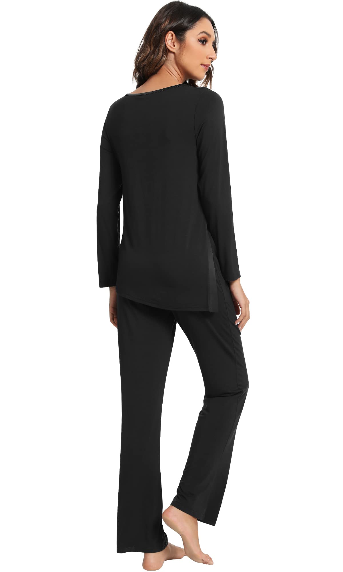 WiWi Pajamas Set for Women Super Soft Long Sleeve Pj Cooling Sleepwear Lounge Sets Loungewear Viscose from Bamboo S-XXL