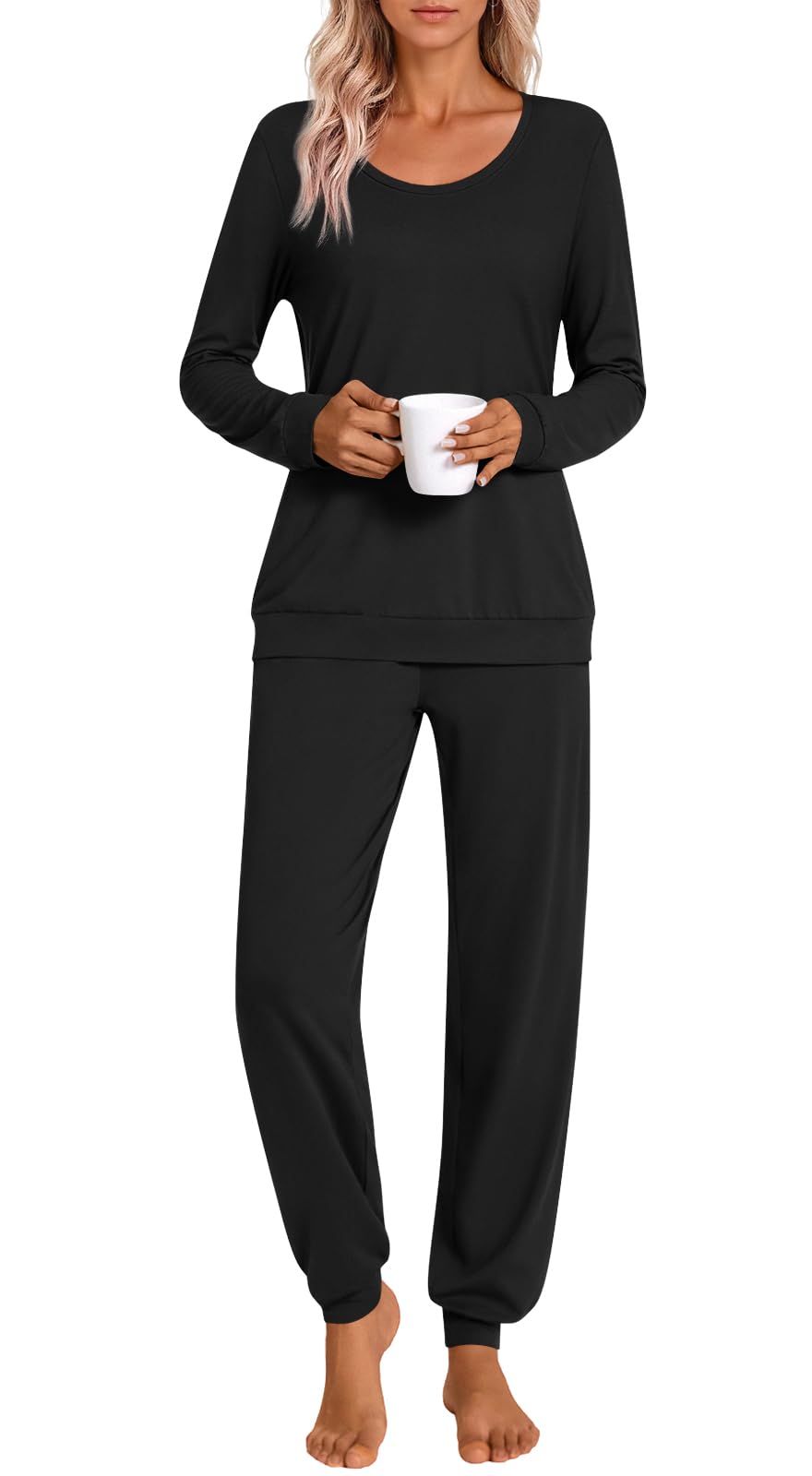 HOTGIFT Womens Pajamas Sets, 2 Piece Lounge Pjs Set Long Sleeve Long Pant Ladies Sleepwear with Pockets Soft