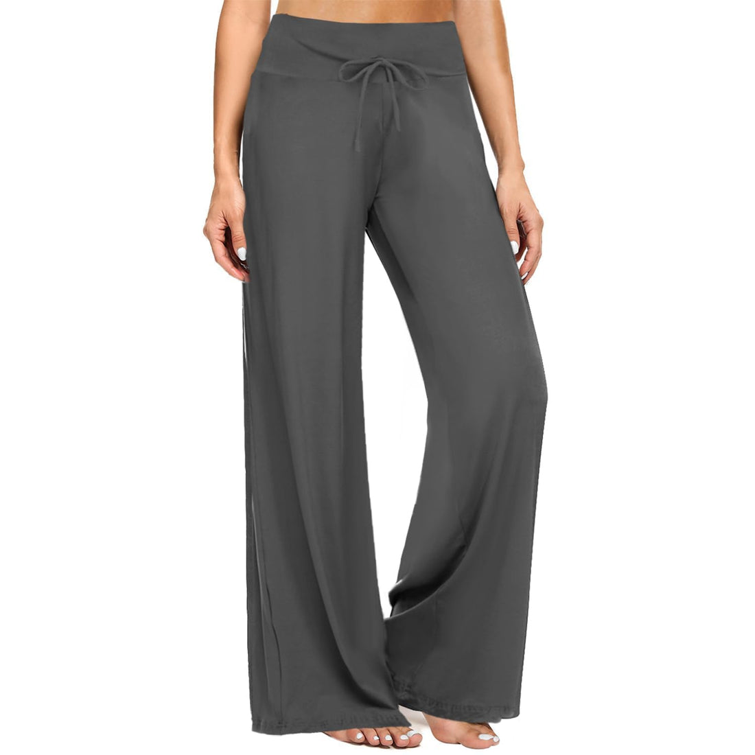 ZOOSIXX Soft Black Pajama Pants for Women, Wide Leg Pants Woman Flowy Comfy Casual Lounge Yoga Capri Pants 22”/ 30”