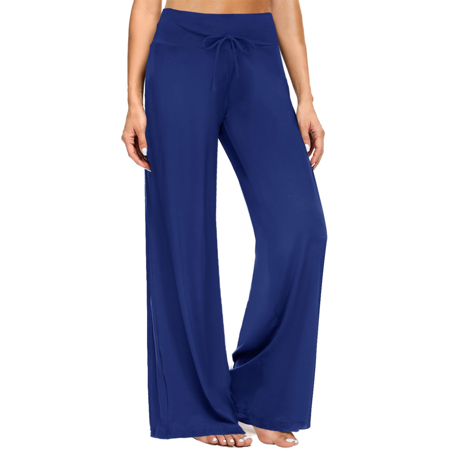 ZOOSIXX Soft Black Pajama Pants for Women, Wide Leg Pants Woman Flowy Comfy Casual Lounge Yoga Capri Pants 22”/ 30”
