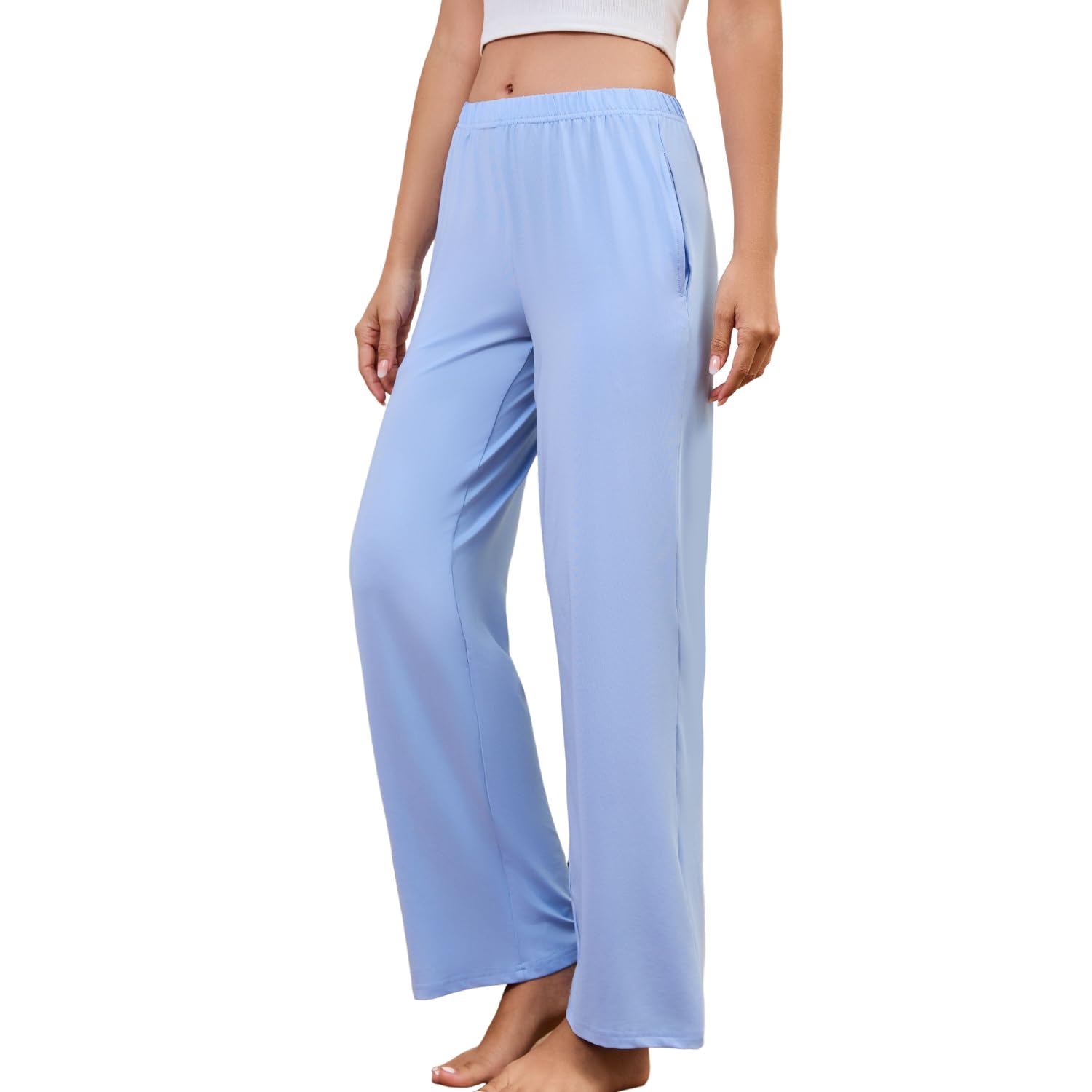 PNAEONG Pajama Pants for Women Soft Pajama Bottoms Loose Fit Sleepwear Elastic Waist Lounge Pants 25-27 inseam