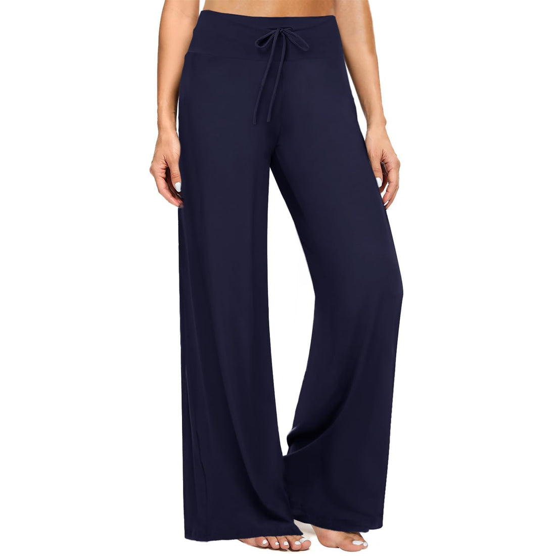 ZOOSIXX Soft Black Pajama Pants for Women, Wide Leg Pants Woman Flowy Comfy Casual Lounge Yoga Capri Pants 22”/ 30”