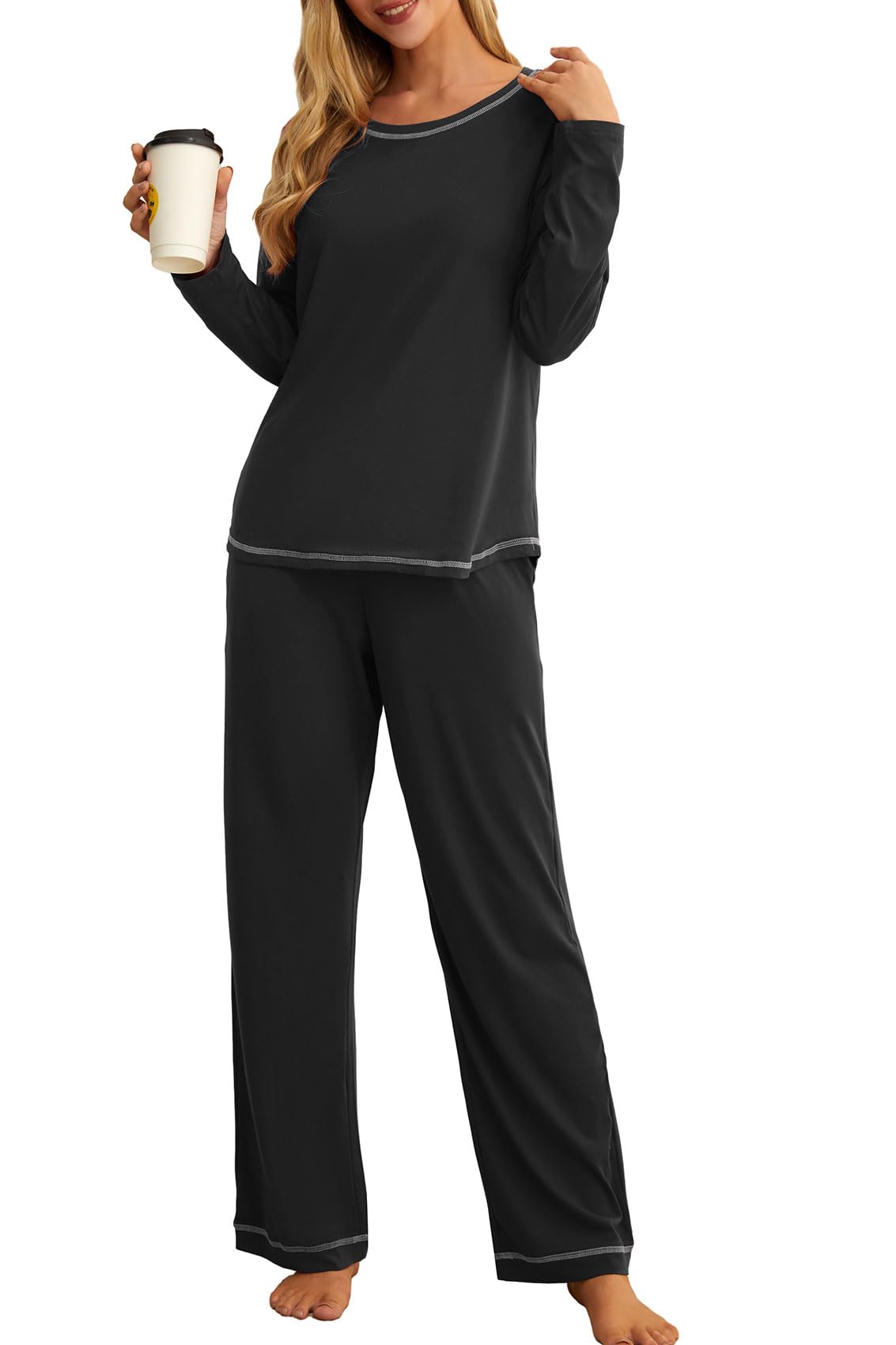 PrinStory Women's Pajama Set 2026 Lounge Sets Long Sleeve Sleepwear Soft 2 Piece Pjs with Pockets