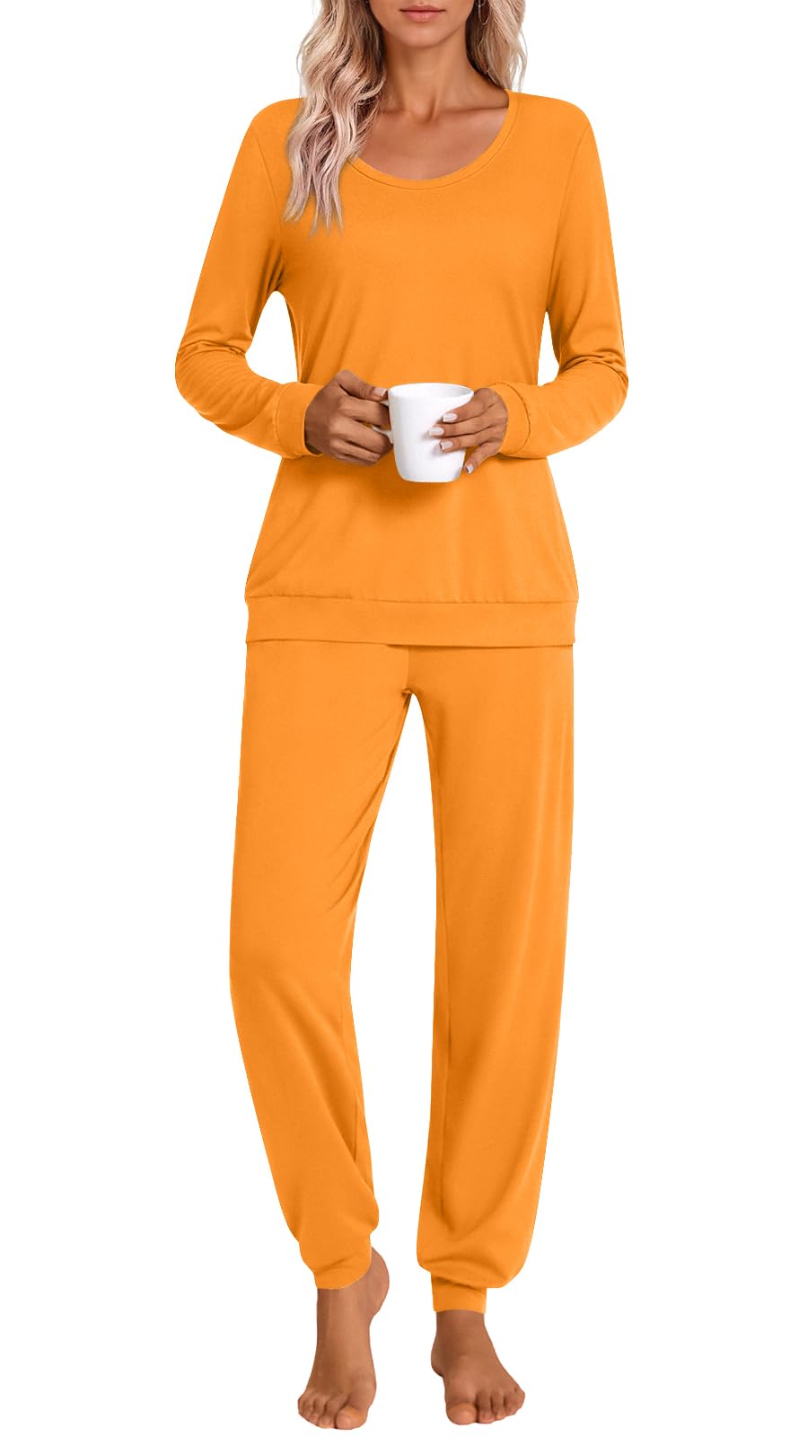 HOTGIFT Womens Pajamas Sets, 2 Piece Lounge Pjs Set Long Sleeve Long Pant Ladies Sleepwear with Pockets Soft
