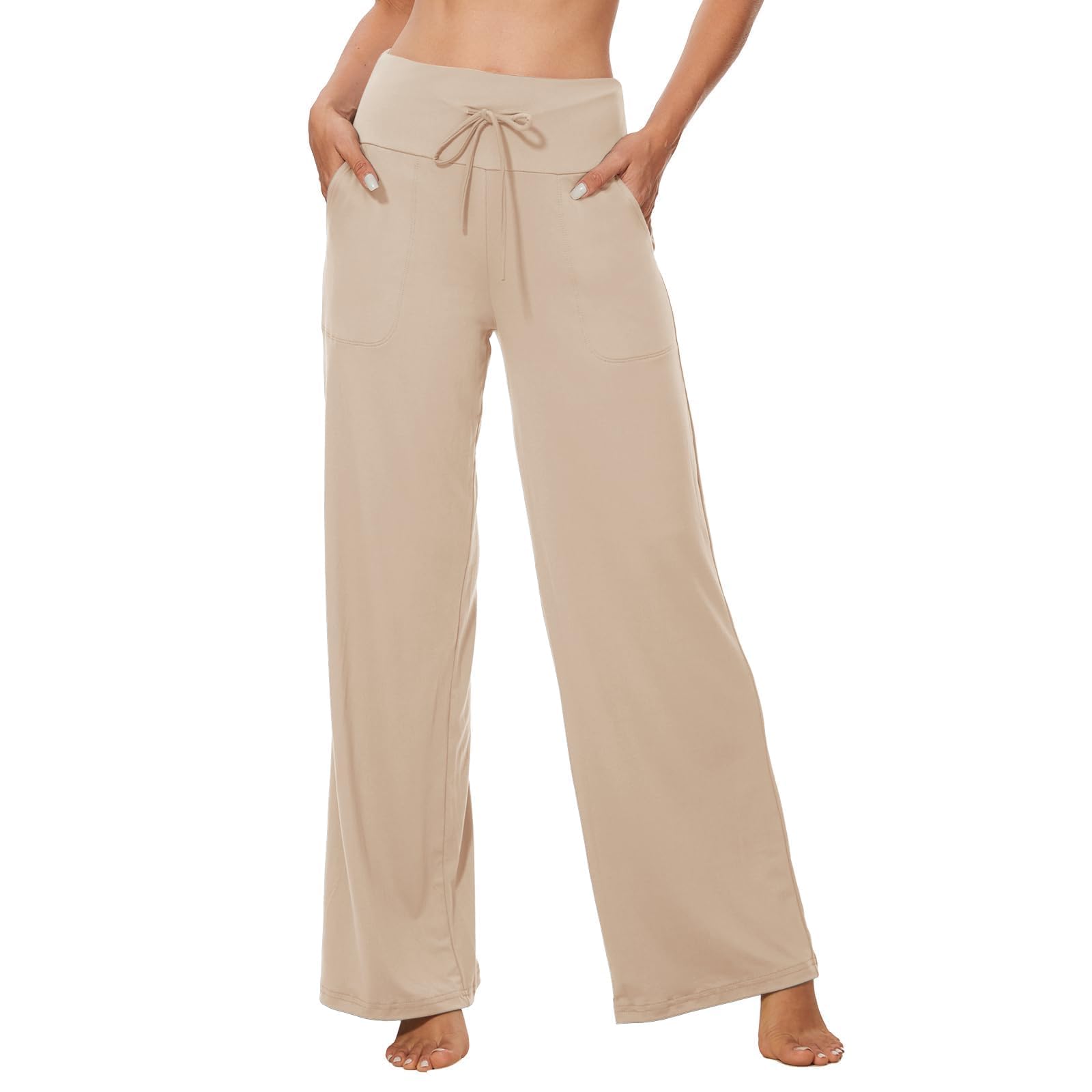 ZOOSIXX Soft Black Pajama Pants for Women, Wide Leg Pants Woman Flowy Comfy Casual Lounge Yoga Capri Pants 22”/ 30”