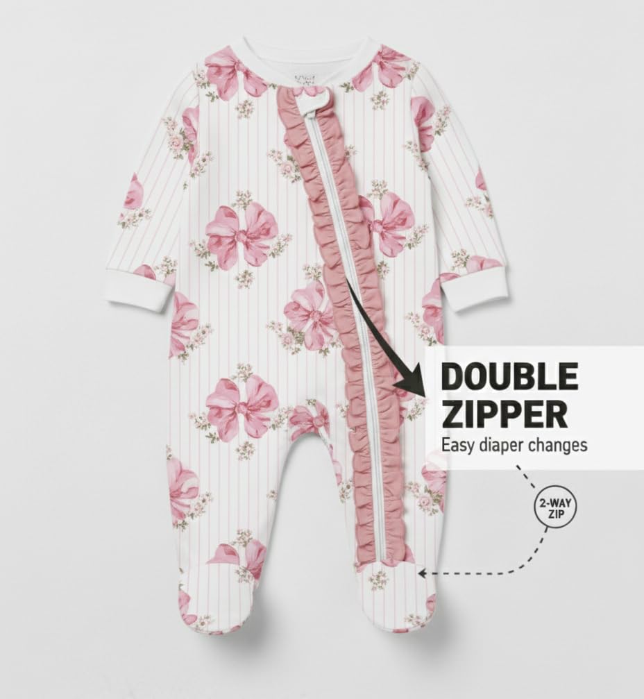 Baby Footie Bodysuit Headband or Hat 2 Piece Set – Christmas Thanksgiving Zip-Up Outfit,Holiday Pajamas for Infants