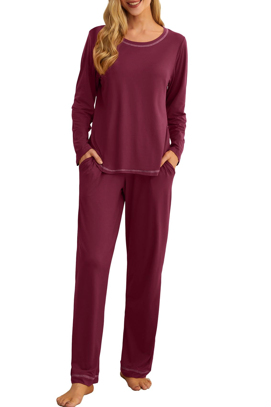 PrinStory Women's Pajama Set 2026 Lounge Sets Long Sleeve Sleepwear Soft 2 Piece Pjs with Pockets