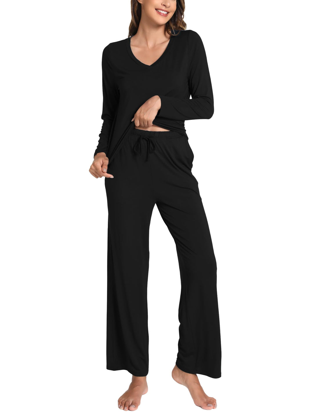 GYS Women's Pajama Sets Long Sleeve Sleepwear Comfy 2 Piece Ladies Pj Sleep Set, Viscose Made from Bamboo