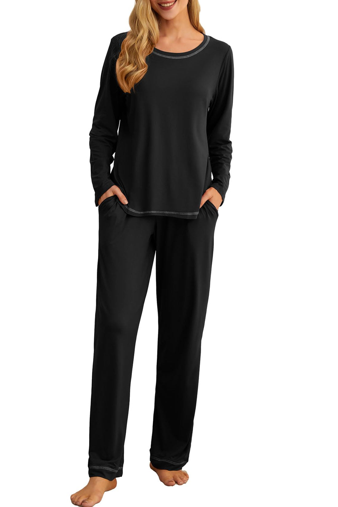 PrinStory Women's Pajama Set 2026 Lounge Sets Long Sleeve Sleepwear Soft 2 Piece Pjs with Pockets