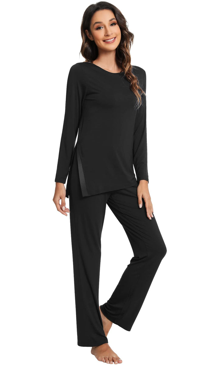 WiWi Pajamas Set for Women Super Soft Long Sleeve Pj Cooling Sleepwear Lounge Sets Loungewear Viscose from Bamboo S-XXL